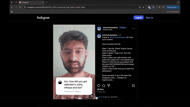 Access link through Instagram Post